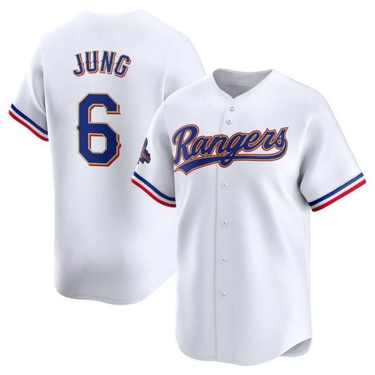 Texas Rangers #6 Josh Jung 2024 Gold Collection Limited Player Jersey ¡§C White Baseball Jerseys