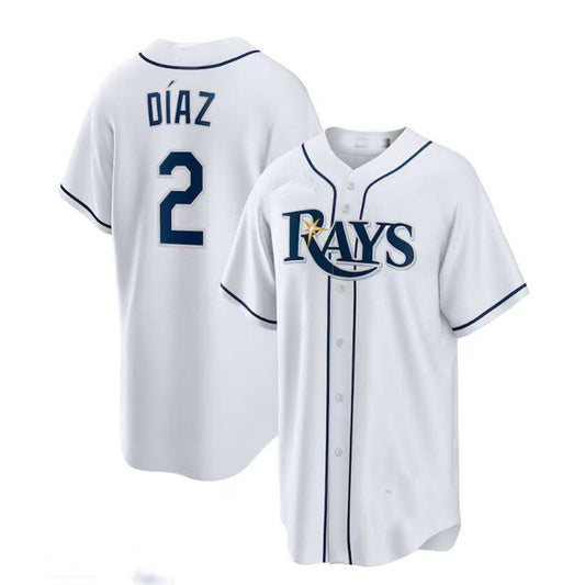 Tampa Bay Rays #2 Yandy D¡§aaz  Home Replica Player Jersey - White Baseball Jerseys